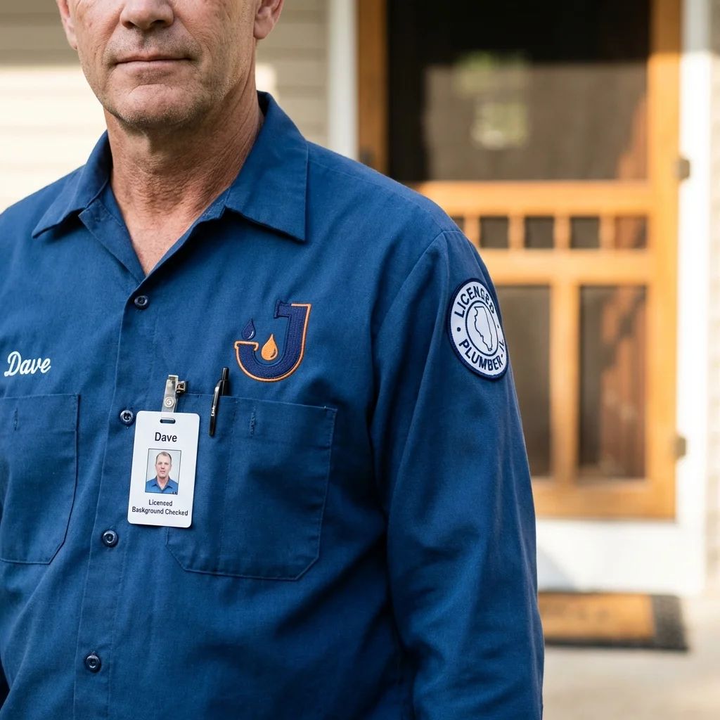 Licensed plumber showing ID badge in Berino, NM
