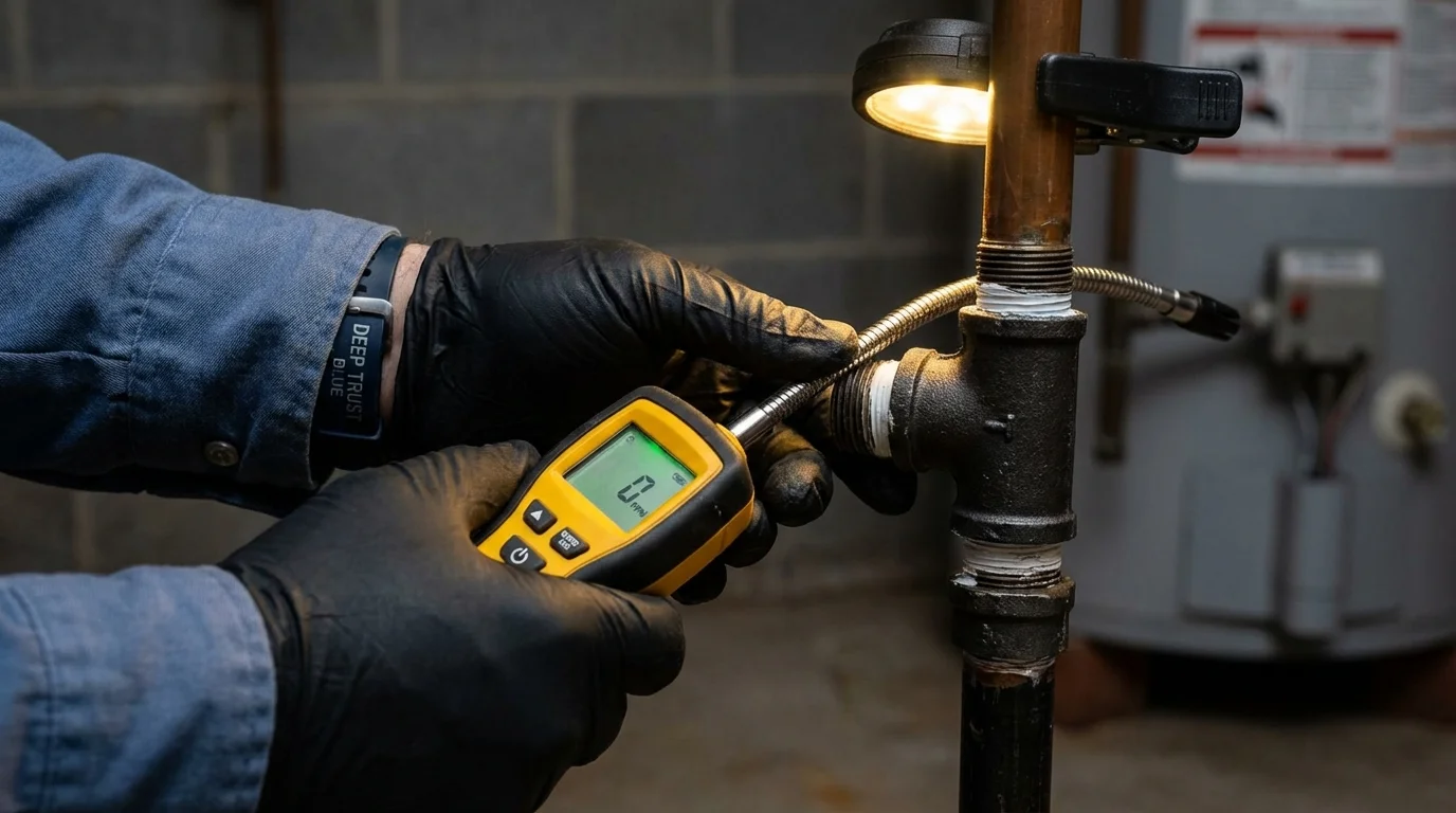 Gas leak detection with electronic sniffer by Johns Plumbing LLC in Berino